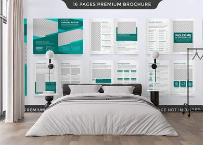 set of bifold brochure template design with minimalist and clean style use for presentation and annual report Wall mural