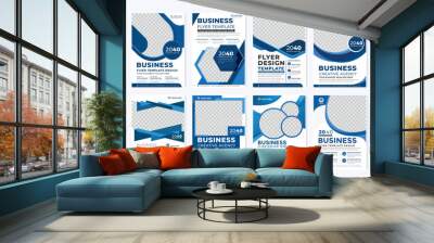 set of business flyer template design with abstract concept and minimalist layout Wall mural