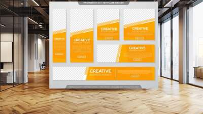 set of promotion kit template with simple layout and abstract style design Wall mural