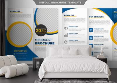 trifold brochure template design with modern style and minimalist layout concept Wall mural