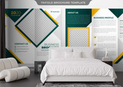 trifold brochure template design with modern style and minimalist layout concept Wall mural