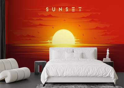 Beautiful sunset illustration vector Wall mural