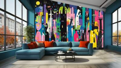 Abstract Cityscape with Vibrant Colors Wall mural