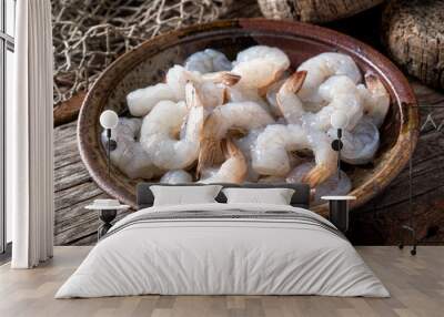 Raw Pacific White Shrimp Wall mural