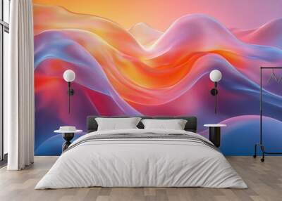 Abstract digital art with colorful waves and smooth curves. Wall mural