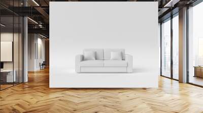 Creative minimal paper idea. Concept white sofa with white background. 3d render, 3d illustration. Wall mural