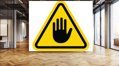 warning sign isolated on white, yellow and black triangular signage. Wall mural