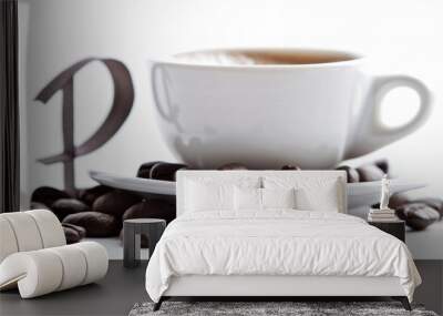 Coffee Cup with Beans and Letter P Wall mural