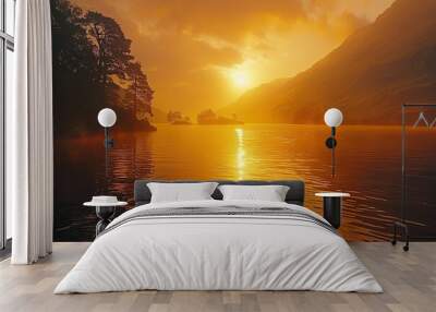 Sunrise Over a Tranquil Lake Wall mural