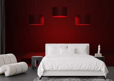 red room podium display with romantic mood and low light,scene for a sex shop product 3d render Wall mural