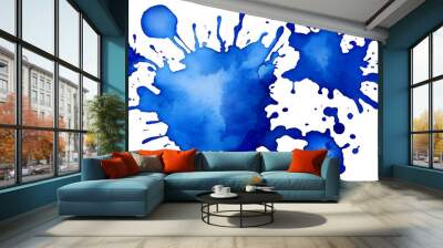 watercolor stain blue paint splatter Wall mural