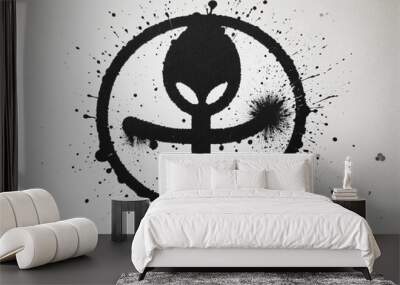 Gender symbol icons, black spray stain in bright colours  isolated on white background Wall mural