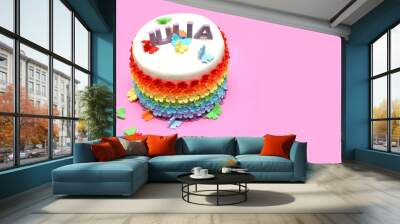 Tarta fondant de arco iris Wall mural