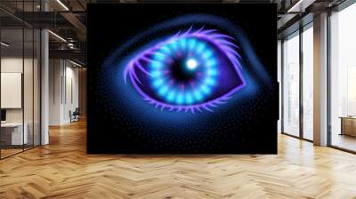 Abstract eye, composed from light particles. Vector illustration. Wall mural