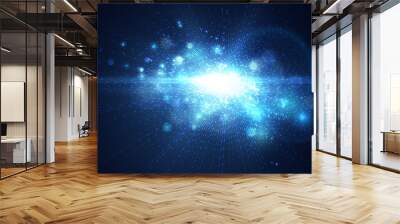 Light effect, glowing flare. Abstract blue background. Vector graphic design. Wall mural