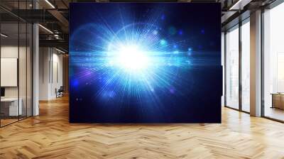 Light effect, glowing flare. Abstract blue background. Vector graphic design. Wall mural