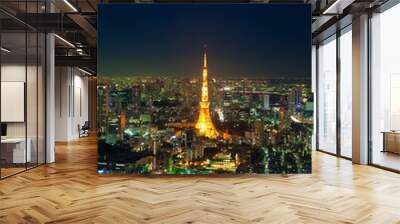 Tokyo Tower at night in Tokyo Japan Wall mural