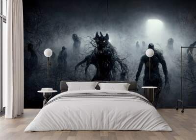 illustration of a nightmare with monsters Wall mural