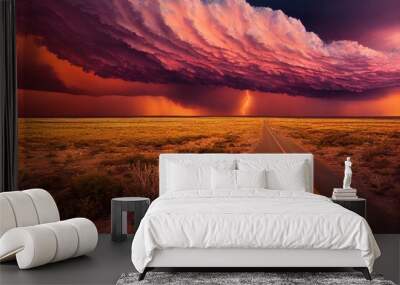 illustration of storm clouds captured in west texas Wall mural