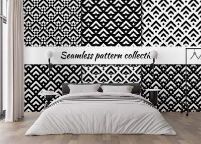 Seamless pattern collection. Geometrical design backgrounds set. Repeated scales, chevrons motif. Geo print kit Wall mural