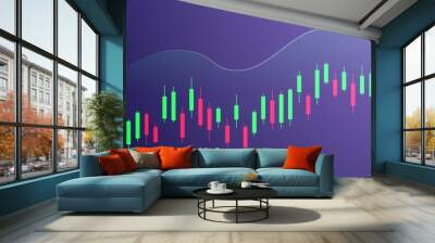 Candlestick chart for market presentation, report, advertising. Wall mural