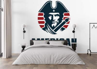 Classic American Patriot Revolution War Logo Design Wall mural