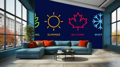 four season logo winter spring autumn summer vector illustration Wall mural