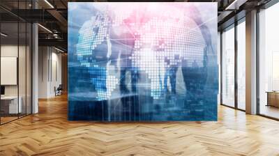 3D Earth hologram on blurred background.Global business and communication concept. Abstract Cover Design Vertical Format. Wall mural