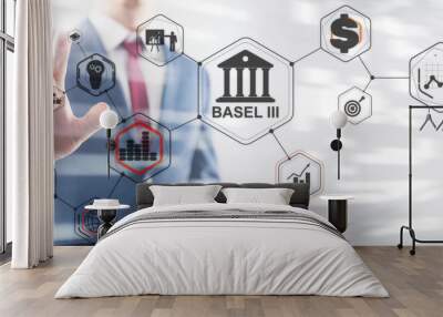 Banking supervision concept. International regulatory framework for banks. Basel 3. Wall mural