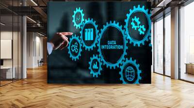 Business Technology Data integration concept on abstract background Wall mural