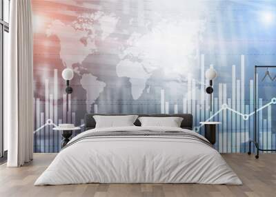 Candle stick graph chart of stock market investment trading concept. Wall mural