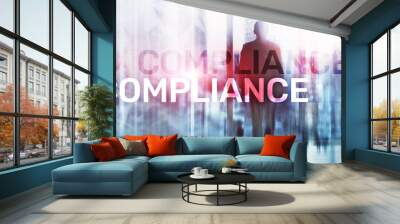 Compliance diagram with icons. Business concept on abstract background. Wall mural