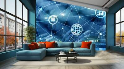 Computing concept. Technology infrastructure cloud computing and communication on data center background. Wall mural