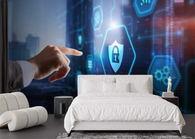 Cyber security system abstract technology background. Technology concept Wall mural