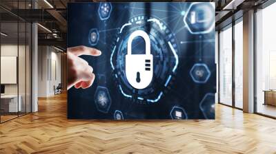 Cyber security system abstract technology background. Technology concept Wall mural