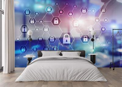 Cybersecurity, Information privacy, data protection, virus and spyware defense. Wall mural