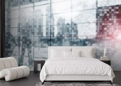 Digital Binary Code Business background. Matrix Abstract futuristic wallpaper. Wall mural