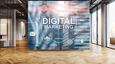 Digital Marketing. Mixed Media Business Background. Technology Wall mural