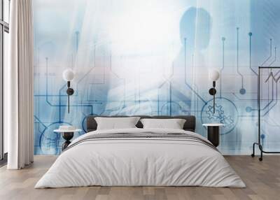 Electronic Circuit Business Technology Background. Communication and engineering concept. Wall mural