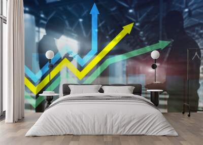 Financial growth arrows graph. Investment and trading concept. Wall mural