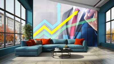 Financial growth arrows graph. Investment and trading concept. Wall mural