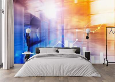 Financial growth graph. Sales increase, marketing strategy concept. Wall mural