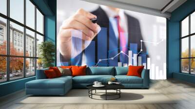 Financial growth graph. Sales increase, marketing strategy concept. Wall mural