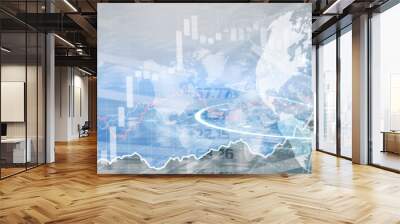 Global stock market trading. Background with 3D model of the globe Wall mural