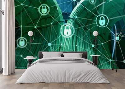 Information privacy. Cyber security, data protection. Internet and technology concept. Wall mural