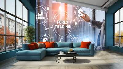 Inscription Forex Trading on Virtual Screen. Business Stock market concept Wall mural