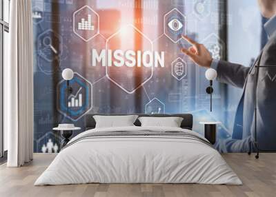 Mission concept. Finacial success chart concept on virtual screen. Business background. Wall mural