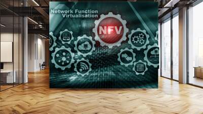 NFV Network Function Virtualization. Architecture Technologies Virtual Machines Concept. Wall mural