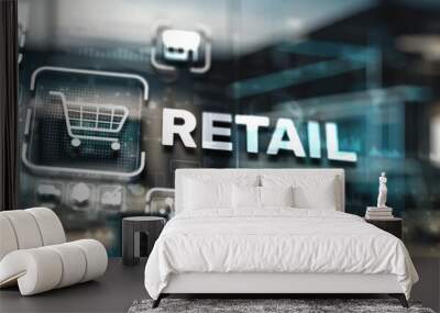 Retail. Omni channel technology of online retail business Wall mural