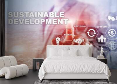 sustainable development, ecology and environment protection concept. renewable energy and natural re Wall mural